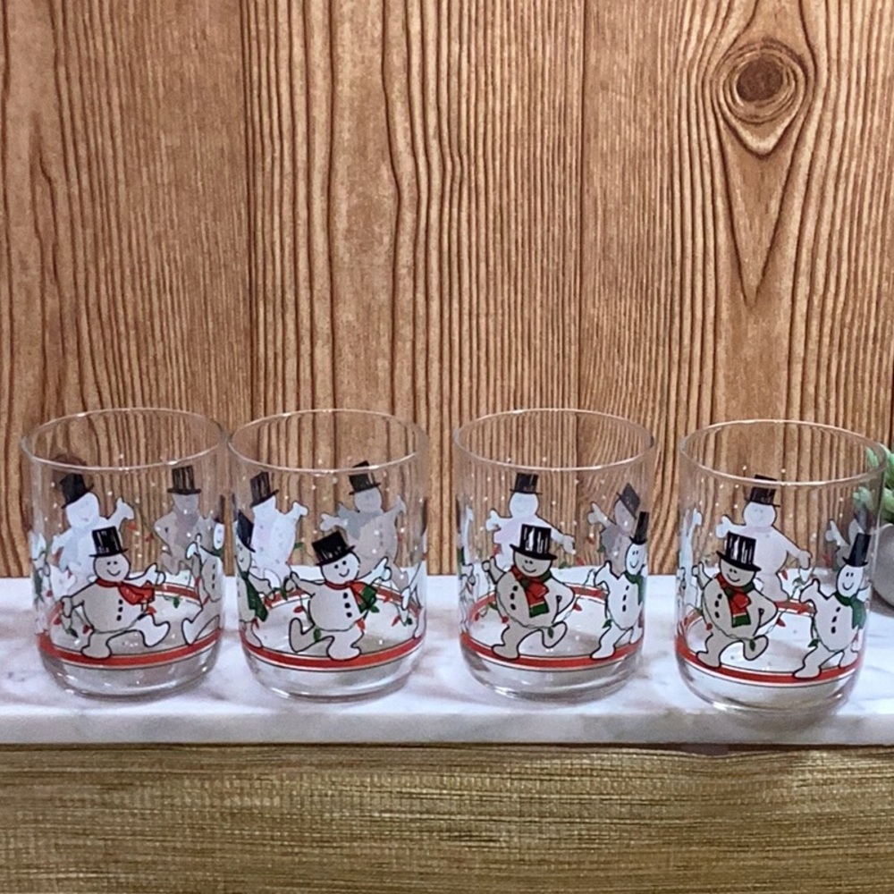 Libbey Dancing Snowman Glasses set of 4 12oz